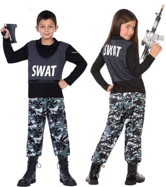 Enfants Swat Costume Déguisement Enfants Garçons Armé Flic Police Costume  Fg