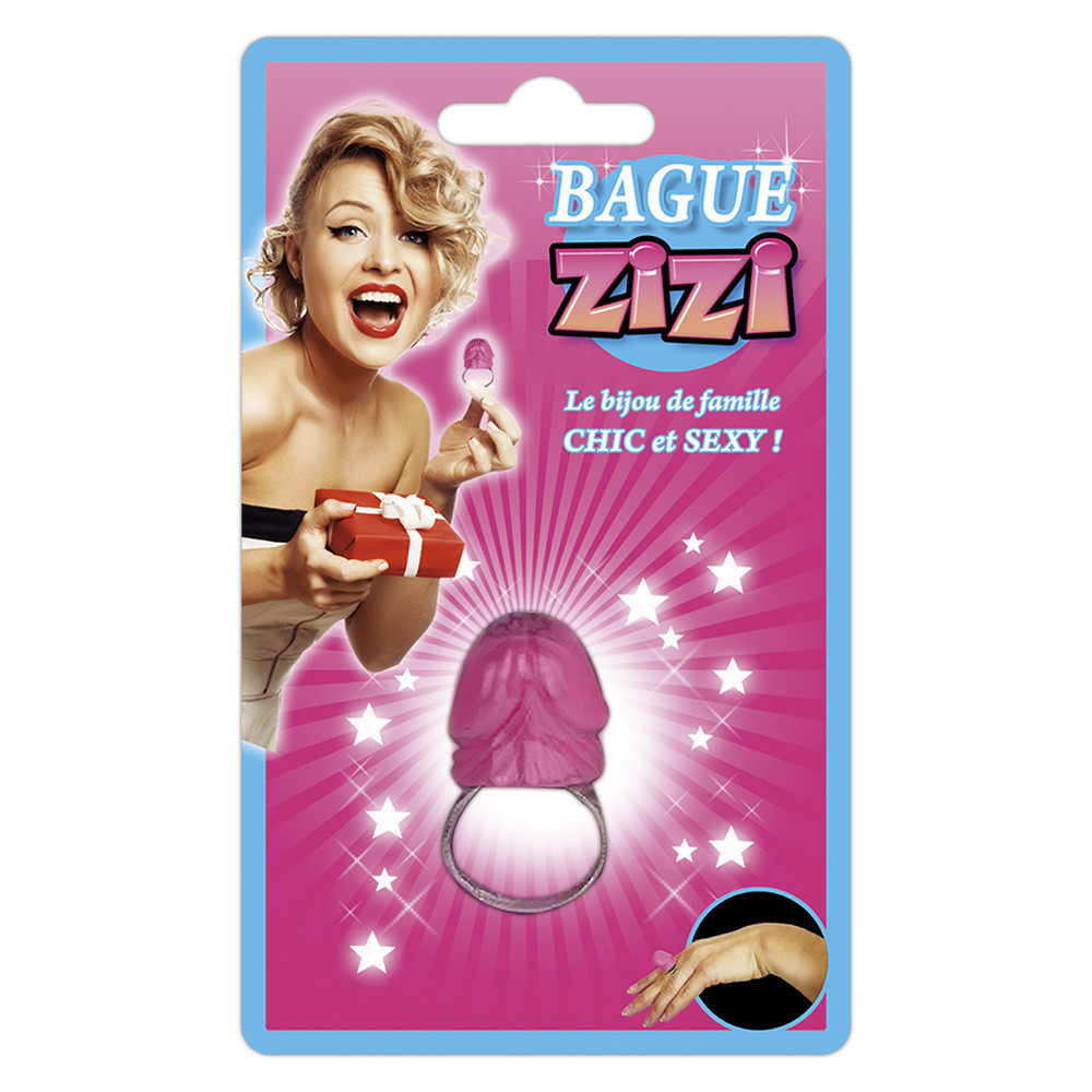 Jeu de la bague au doigt humoristique Zizi en plastique rose avec