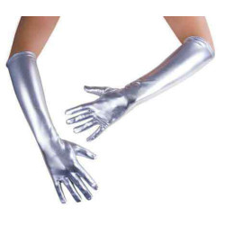 Gants Longs Métallisés Argent